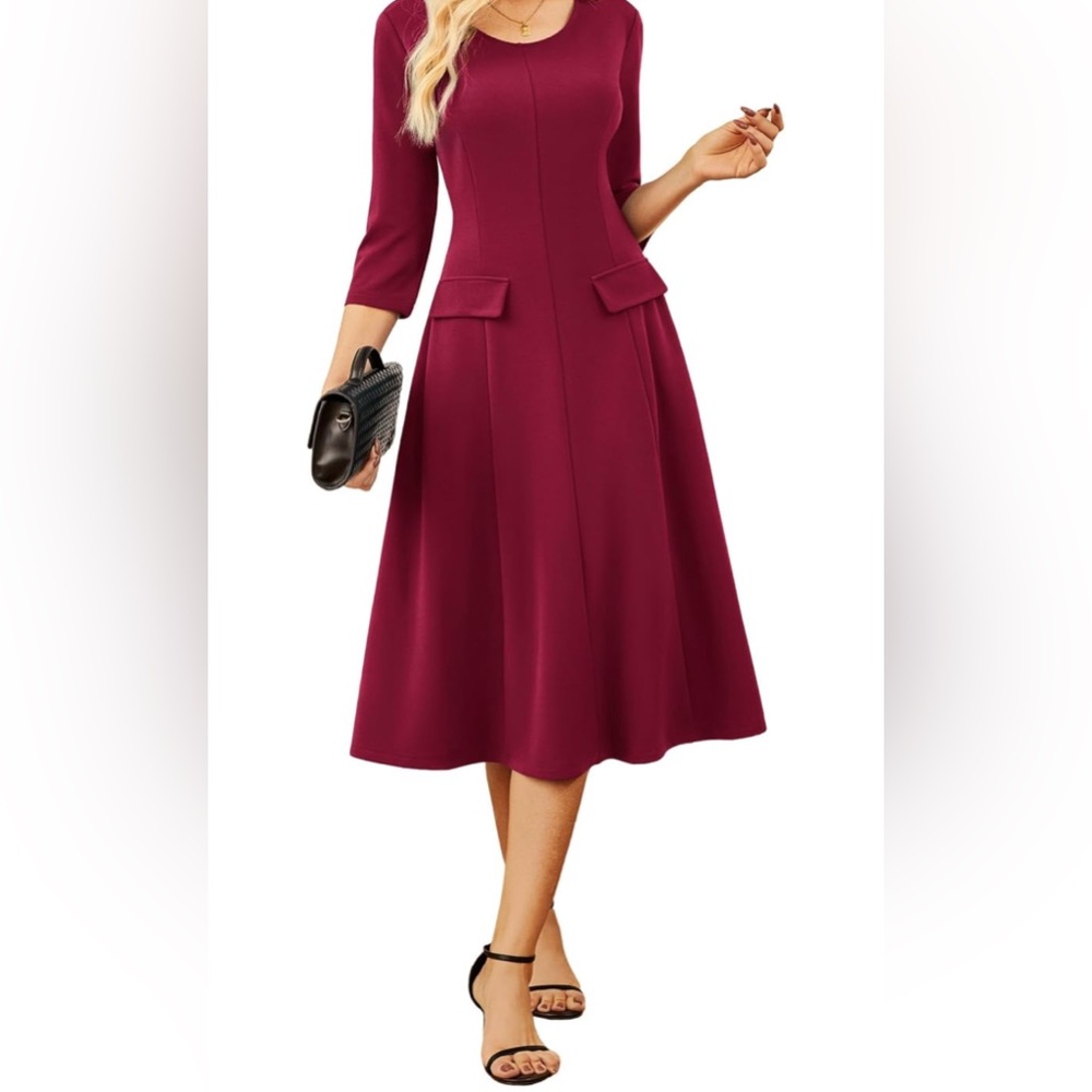 Elegant Deep Red Women's Dress
